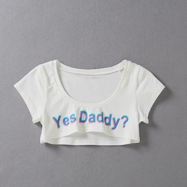 Γυναικείο crop top Yes Daddy λευκό