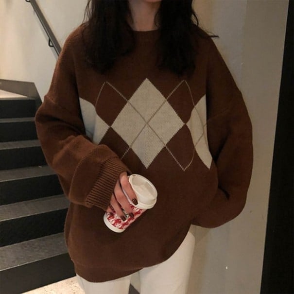 Γυναικείο oversized πουλόβερ καφέ