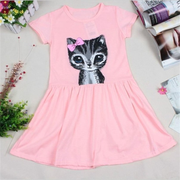 Gyönyörű lány ruha egy macskával - rózsaszín 6