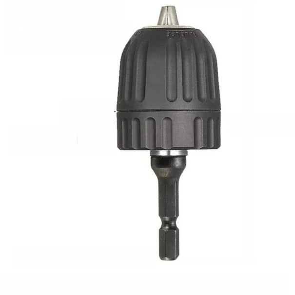 Gyorsan cserélhető kulcs nélküli tokmány 0,8-tól 10 mm-ig terjedő befogással és 1/4" hatszögletű szárra 3/8" 24UNF menettel fekete fúrókhoz 1