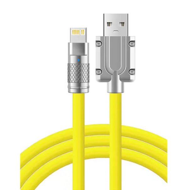 Gyorstöltő kábel 1 m 120W 6A USB A Lightninghez iPhone adatszilikon töltőkábel rugalmas sárga