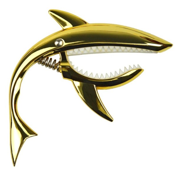 Haaienvormige gitaarcapo 11x10,8 cm Zinklegering Galvaniseren Neutrale kleuren met opbergtas voor akoestische en elektrische gitaar goud