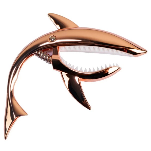Haaienvormige gitaarcapo 11x10,8 cm Zinklegering Galvaniseren Neutrale kleuren met opbergtas voor akoestische en elektrische gitaar Rose gold