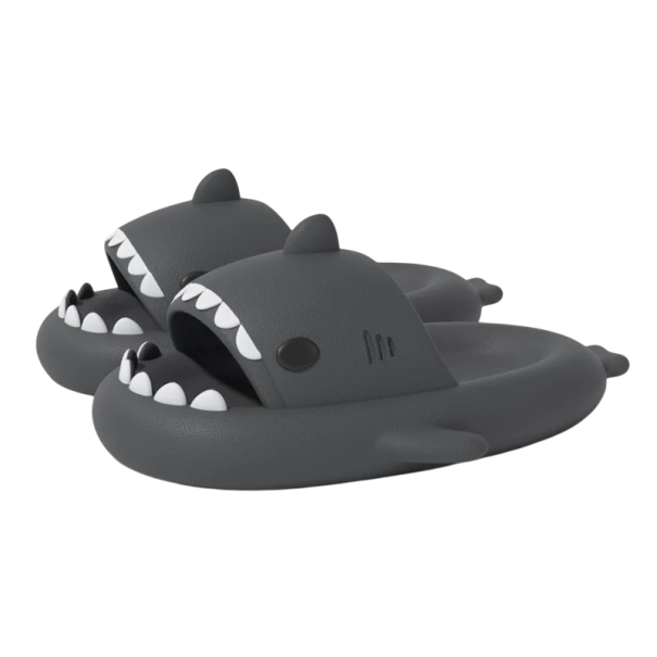 Haaivormige antislippantoffels voor kinderen en volwassenen Open mond met tanden Uitstekende vinnen Unisex huisschoenen Origineel cadeau zwart 40-41