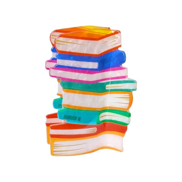 Haarclip Bücher Universelle Größe Kunststoffklammer in Form eines Bücherstapels Fester Damenclip für Dutt und Haarbündelung 4
