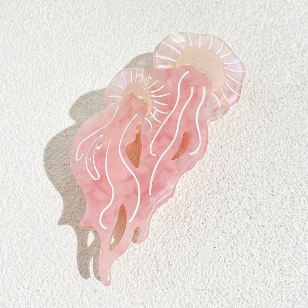 Haarclip in Form von zwei Quallen Dekorativer Design Original Haaraccessoire Für Frauen und Mädchen Für den Alltag rosa
