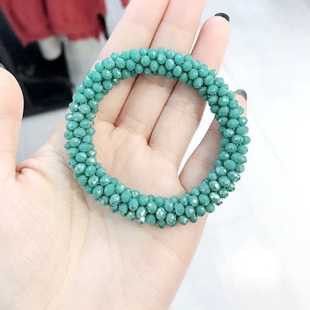 Haarelastiekje met kralen turquoise