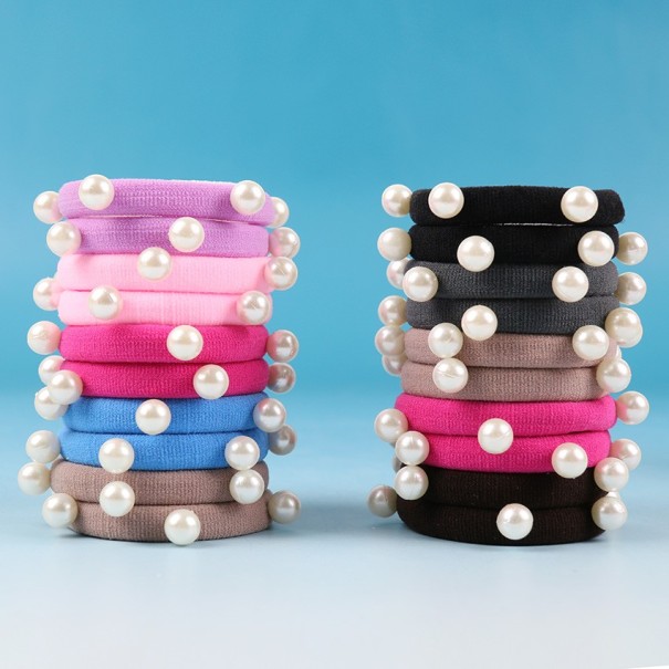 Haarelastiekjes met parels - 10 stuks 2