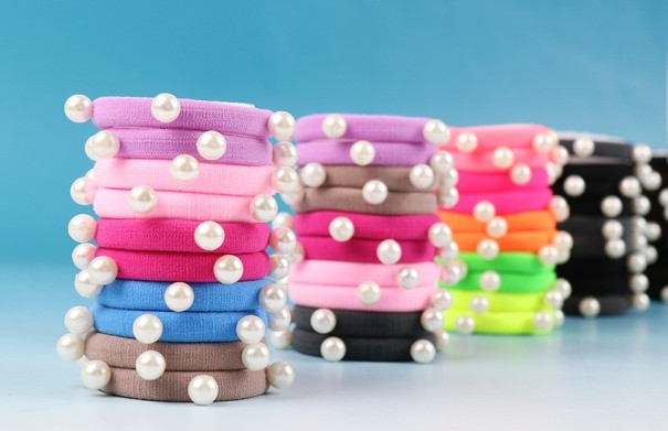 Haarelastiekjes met parels - 10 stuks
