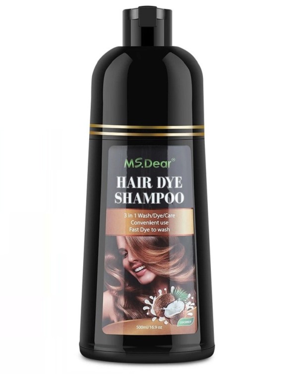 Haarfärbeshampoo Natürliche Haarfarbe zum Abdecken grauer Haare Permanentes Farbhaarshampoo 500 ml braun