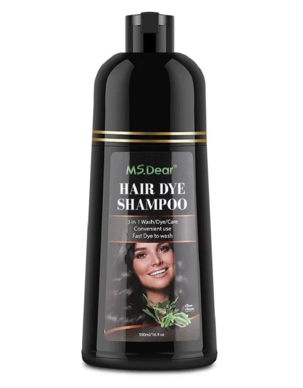 Haarfärbeshampoo Natürliche Haarfarbe zum Abdecken grauer Haare Permanentes Farbhaarshampoo 500 ml schwarz