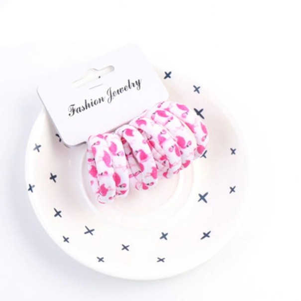 Haargummis mit Aufdruck - 6 Stk rosa