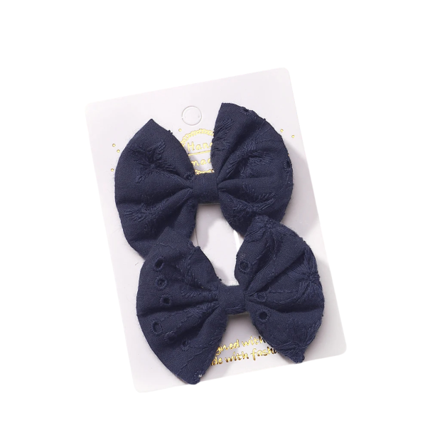 Haarschleifen 2 Stück Bestickte Blumenclips 6,4 x 3,8 cm Elegante Haar-Accessoires Floraler Haarschmuck Stylische Frisur dunkelblau