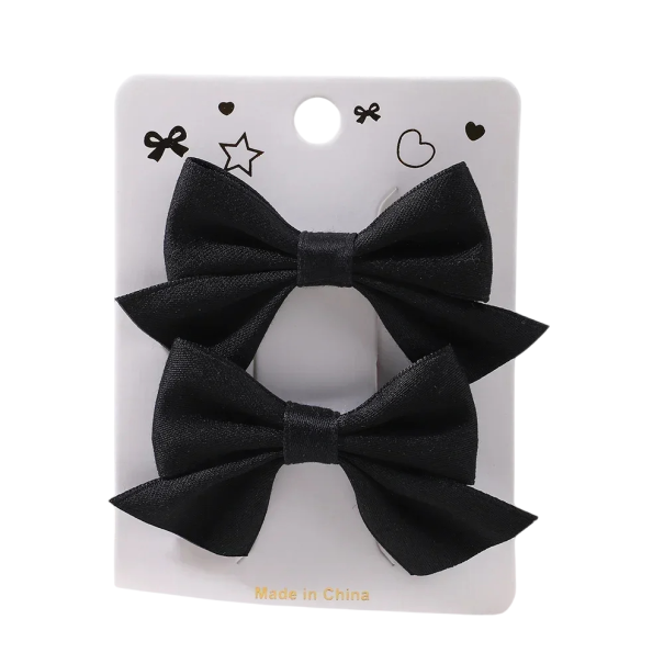Haarschleifenclips 2 Stück 6,4 x 3,8 cm Elegantes Haaraccessoire Stilvolle Schleifen für Mädchen und Frauen Klassische Haarspangen Süße Dekoration schwarz