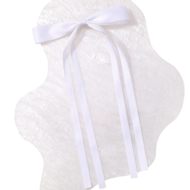 Haarspange mit Schleife, elegante Haarspange, stilvolles Accessoire, Haarnadel für Frauen, süßer Haarschmuck, hochwertige Haarspange mit Schleife weiß