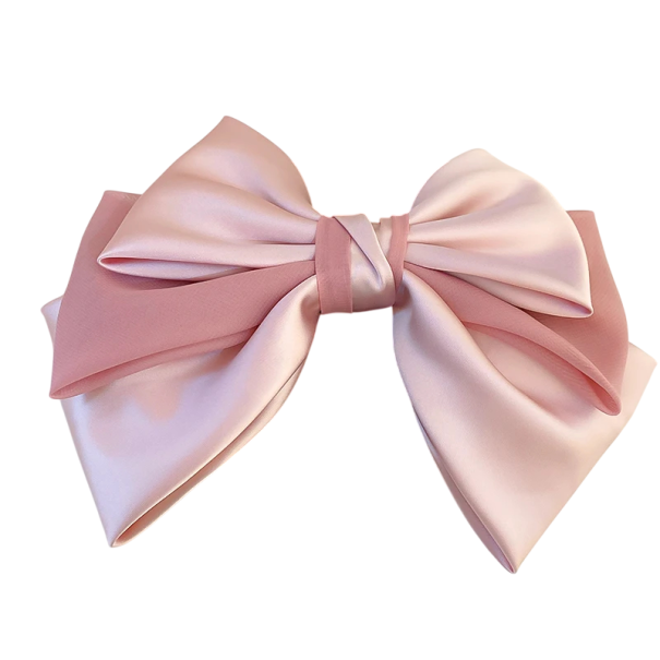 Haarspeld 26 x 18,5 cm Grote Zwarte Strik Metaal en Textiel Elegante Haaraccessoire voor Vrouwen Feestelijke Versiering roze