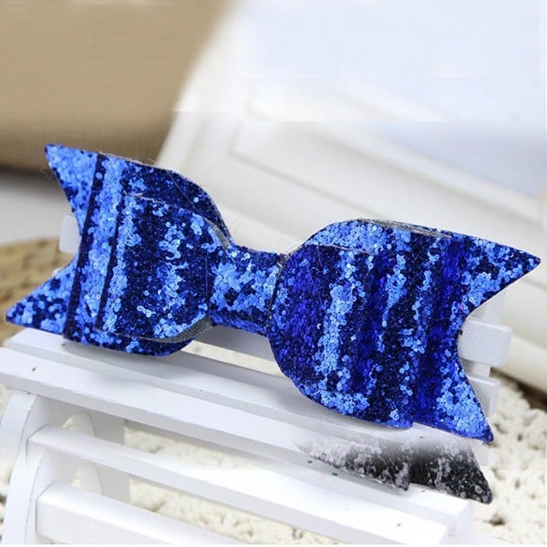 Haarspeld met glitterstrik blauw