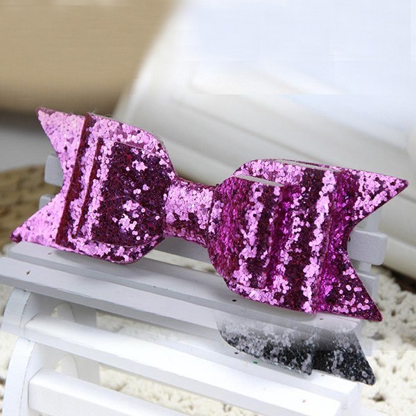 Haarspeld met glitterstrik roze