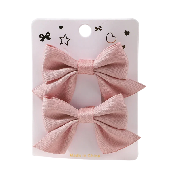 Haarstrikjes clips 2 stuks 6,4 x 3,8 cm Elegante haaraccessoire Stijlvolle strikjes voor meisjes en vrouwen Klassieke haarspeldjes Leuke decoratie oudroze