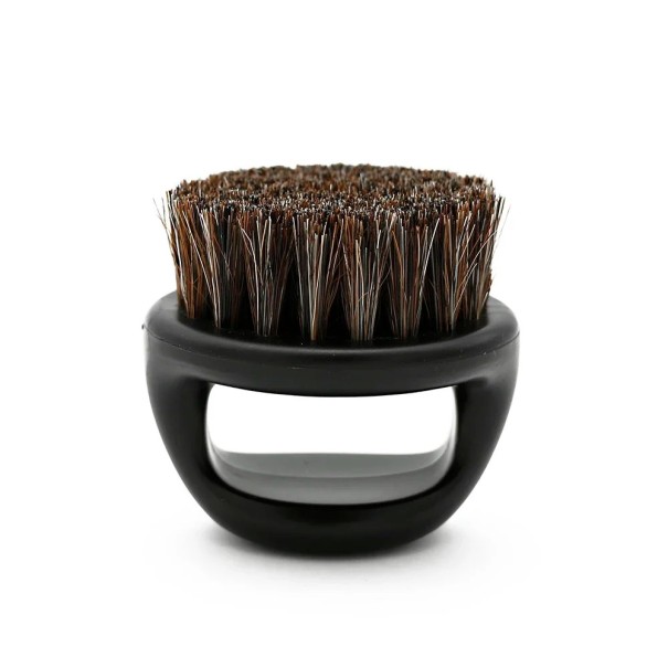 Hair and Beard Brush 6 x 6 x 6.5 cm Hand Brush with Dark Bristles Professional Barber Brush for Hair and Beard Grooming black