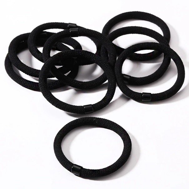 Hair Bands with Bead - 9 pcs black
