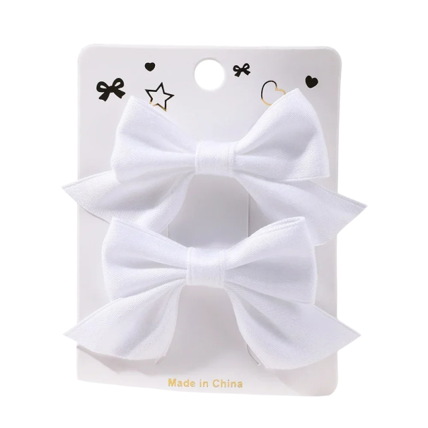 Hair Bows Clips 2 pcs 6.4 x 3.8 cm Elegant Hair Accessory Stylish Bows for Girls and Women Classic Hair Clips Cute Decoration white