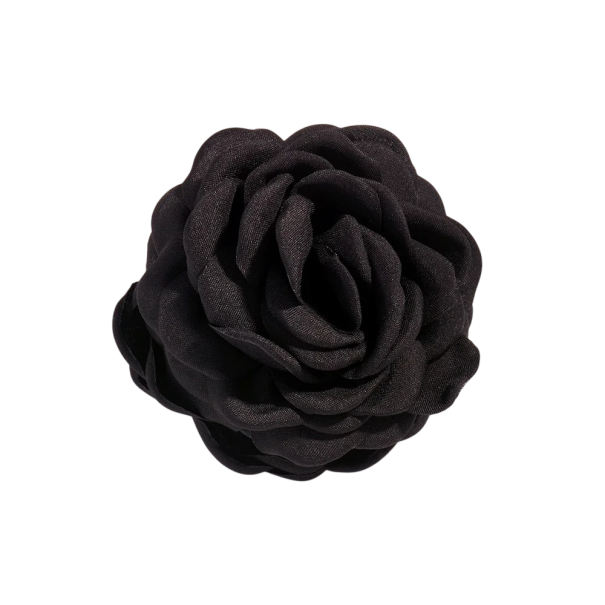 Hair Clip 9 x 9 cm Floral Decorative Hair Clip with Textile Flower Plastic Hair Fastener Women's Hair Accessory black
