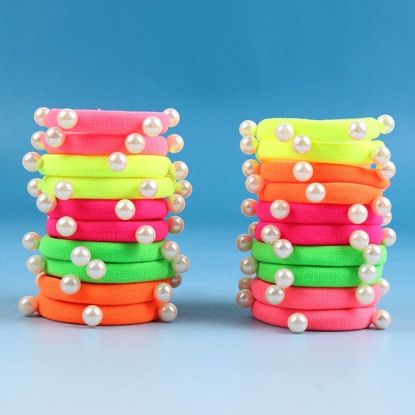 Hair Ties with Pearls - 10 pcs 3