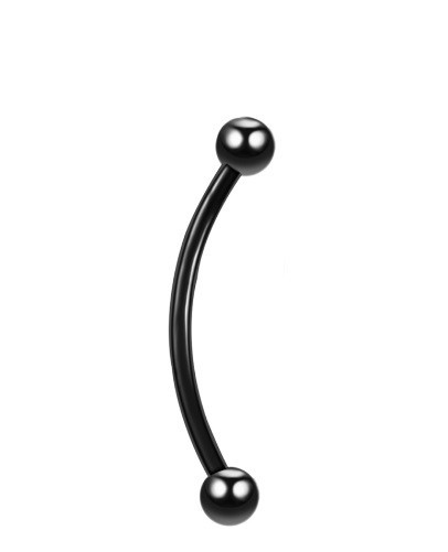 Hajlított nyelv piercing J2582 Fényes fekete 16 mm