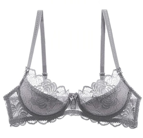Halbgepolsterter Damen-BH mit Spitze grau 85B