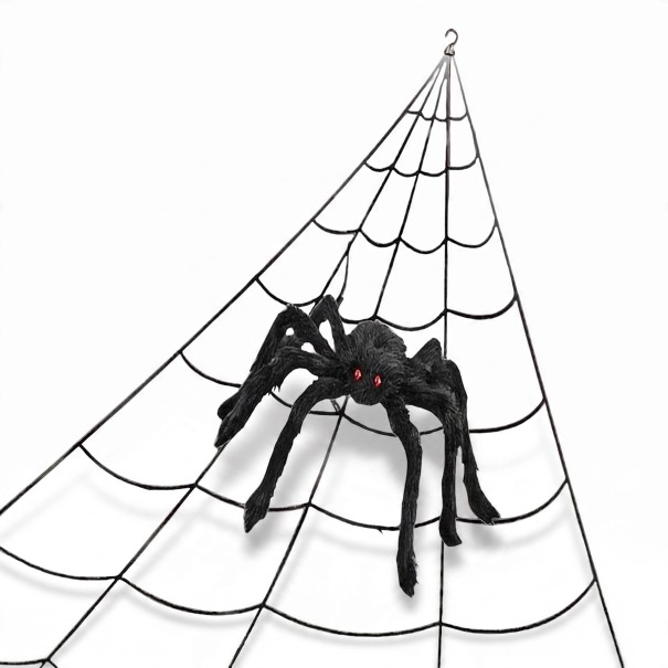 Halloween Giant Spider Web 5 m Triangular Outdoor Decoration With Hook and 5 Ground Stakes Home and Garden Decoration Halloween Decoration black