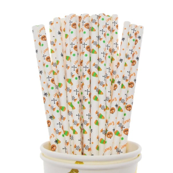 Halloween papieren rietjes 50 stuks 7