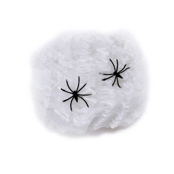 Halloween-rekwisieten voor buiten, rekbaar kunstmatig spinnenweb met spinnen, feestdecoratie, kleurrijk spinnenweb, spookhuis, Halloween-decoratie, 20 g wit