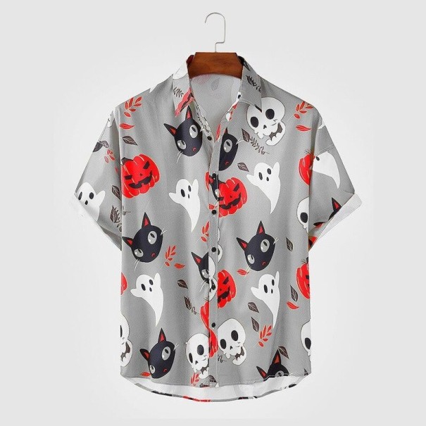 Halloween-skjorte grå XL