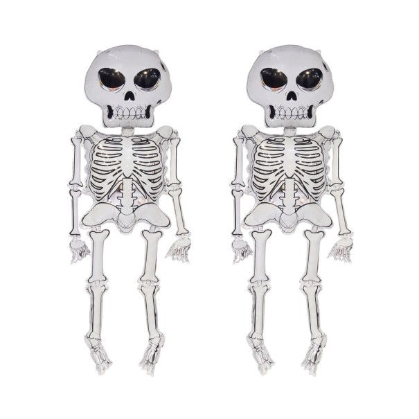 Halloweenská Dekorace Nafukovací Stojící Balónky Kostlivec Celá Postava Kostry Lesklý Povrch Bílá a Černá Na Halloweenskou Párty 1