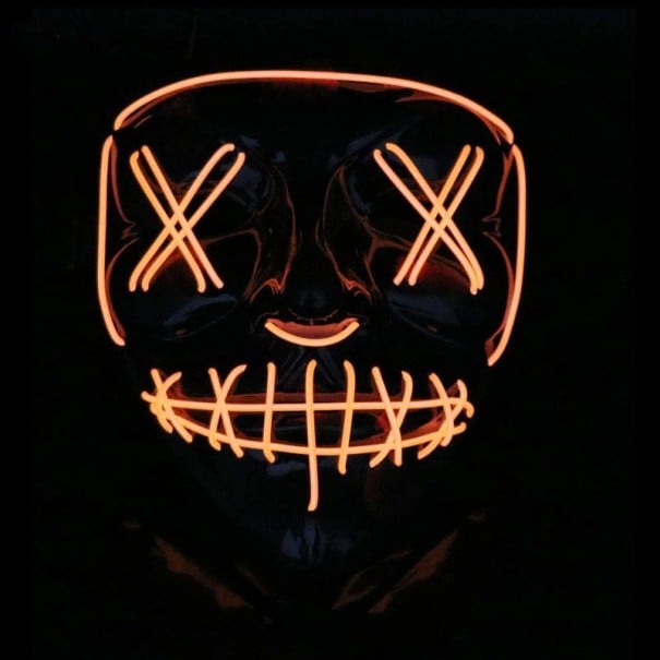 Halloweenská svítící maska oranžová
