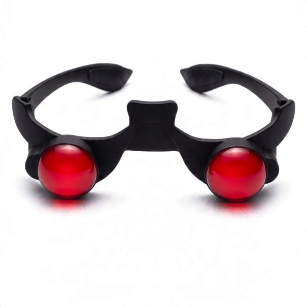Halloweenskie świecące okulary Czerwone oczy Z ukrytymi przewodami w ramie 15 x 14,5 x 5,3 cm Czarna rama Dodatek do kostiumu śmierci na Halloween 1