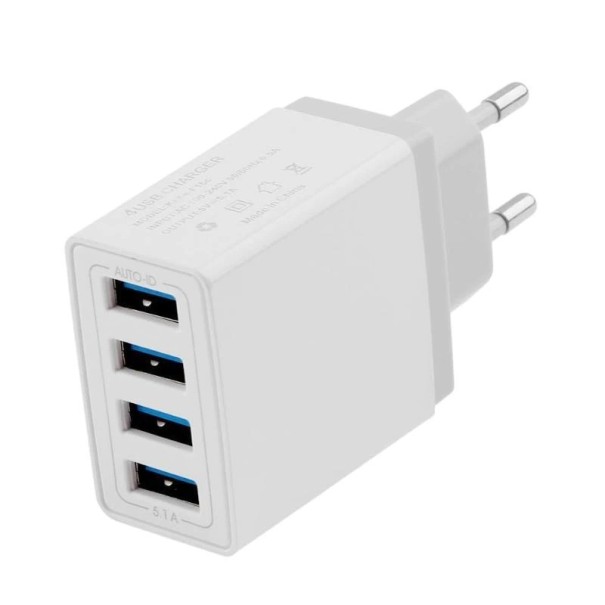 Hálózati adapter 4 USB-port K794 fehér