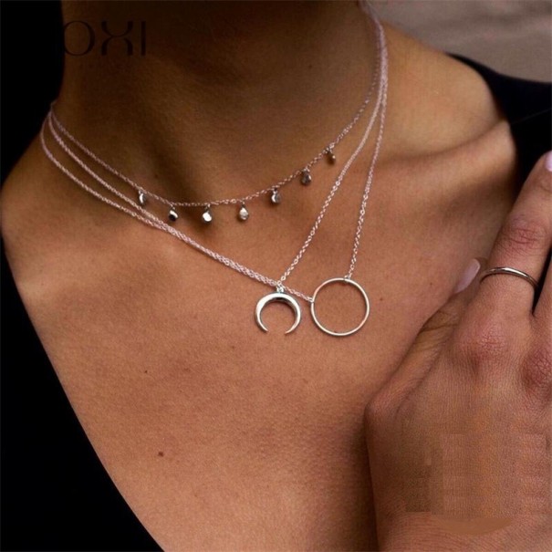 Halsband för halvmåne för kvinnor N7 silver