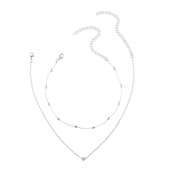 Halsband med dubbelt hjärta för kvinnor silver