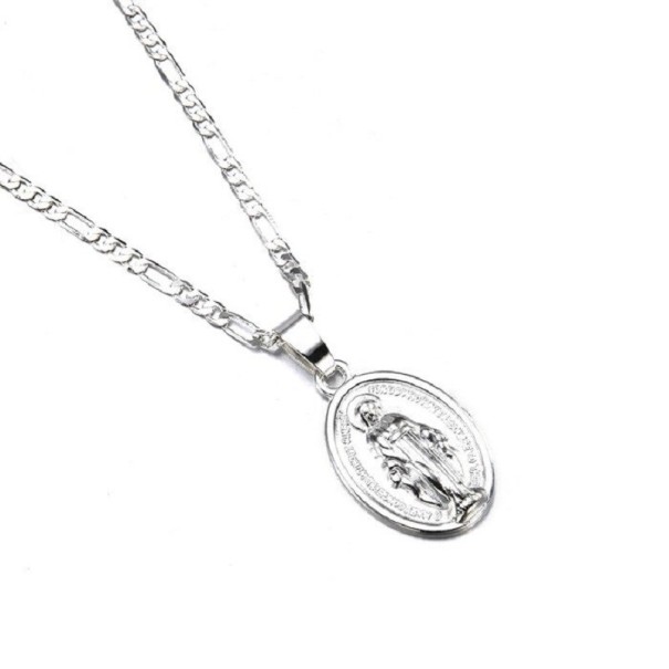Halsband med Jungfru Maria silver