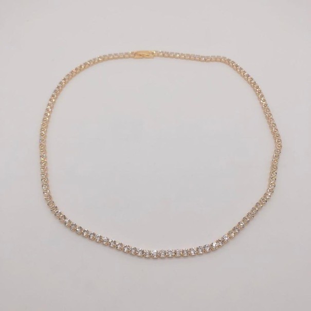 Halsband med zirkoner guld 45 cm