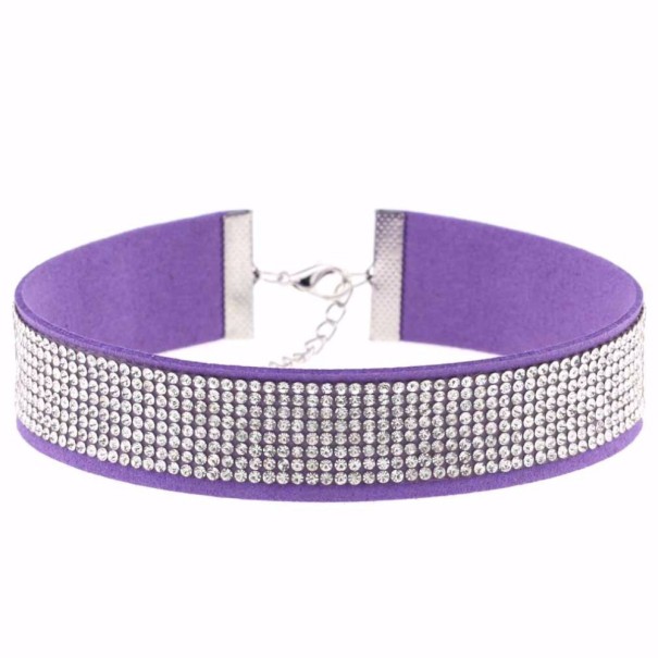 Halsband mit Strasssteinen J3495 lila