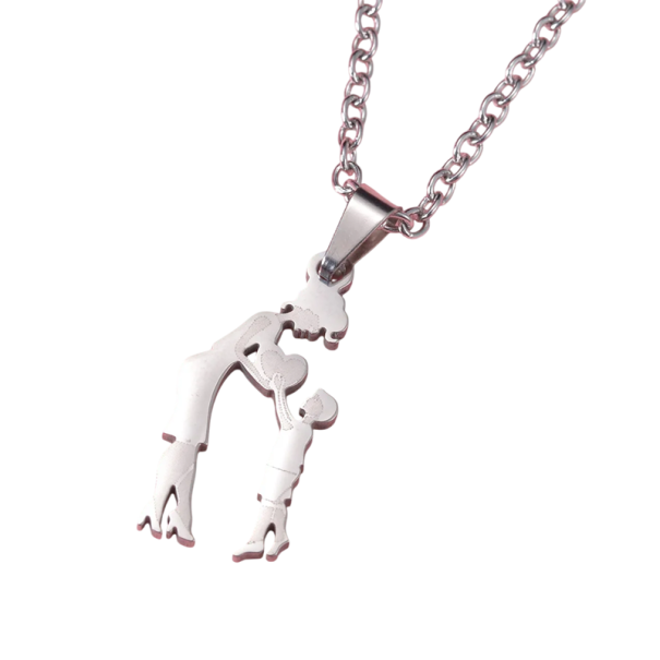Halsketting met hanger van moeder en zoon Elegante stalen halsketting in de vorm van een hart Symbool van liefde Cadeausieraad voor mama en kind zilver