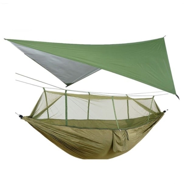 Hamac avec toile contre la pluie vert armée