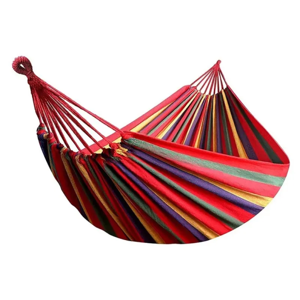 Hamac din pânză pentru exterior, capacitate de încărcare 200 kg, hamac portabil suspendat din material textil, pat pentru camping în grădină roșu