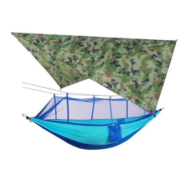 Hamaca con protector de lluvia P3744 azul