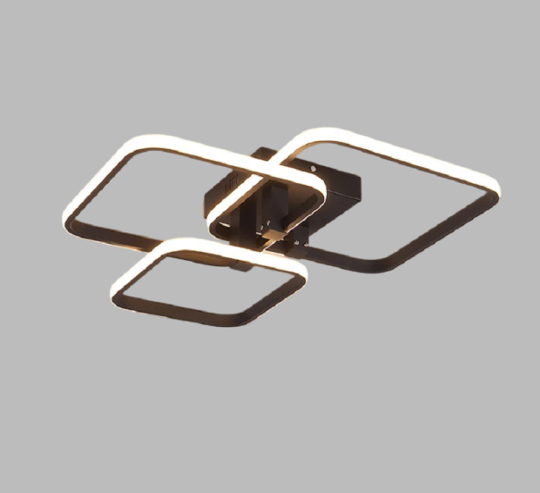 Hämärtyvä LED-riippuvalaisin kolmesta neliöstä 44 W 85-265 V Moderni kattovalaisin 47 x 46 x 12,5 cm musta