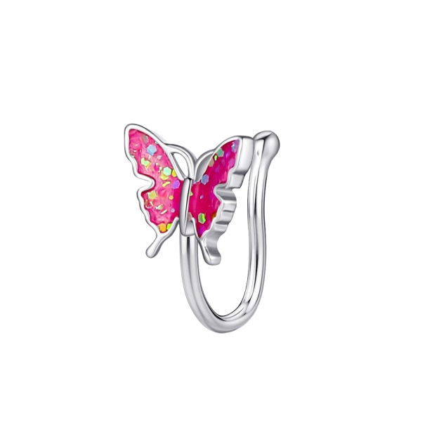 Hamis orr piercing pillangó N914 sötét rózsaszín