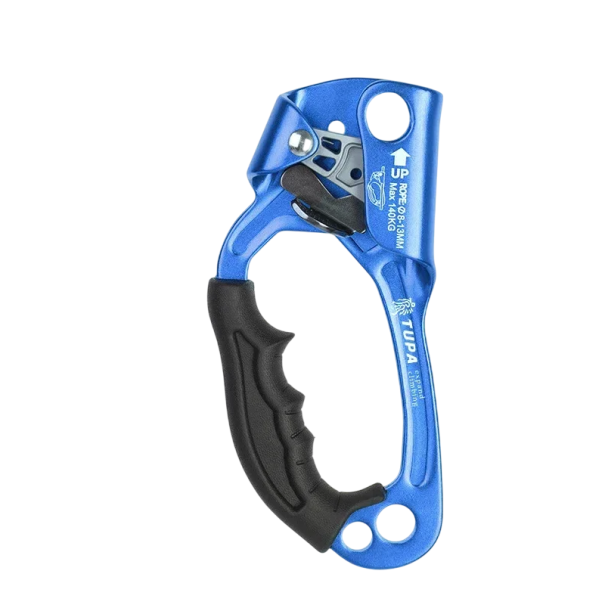 Hand Ascender for Climbing Rope 8–13 mm Left Hand Safety Climbing Device 140 kg Load Capacity Climbing Equipment 9x19 cm blue